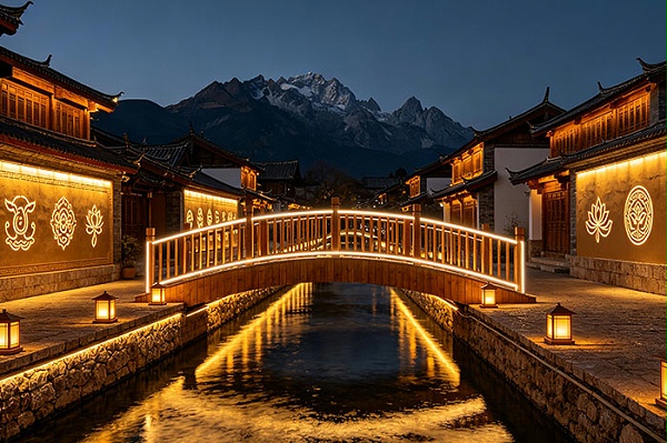 景区灯光亮化千城一面？用纳西东巴文化打造不一样的夜景
