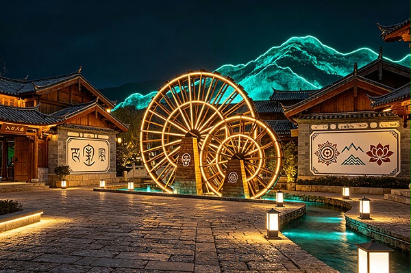 景区灯光亮化千城一面？用纳西东巴文化打造不一样的夜景