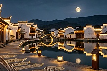 摒弃同质化灯光，景区灯光亮化结合徽派古建文化打造特色夜景
