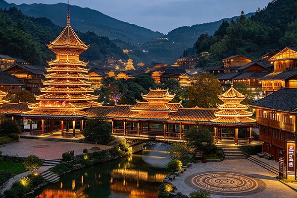 贵州肇兴侗寨留客弱，景区灯光亮化深挖侗族文化打造夜游 IP