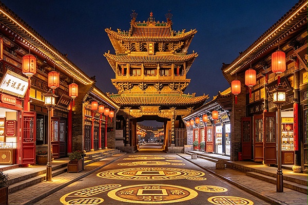 夜间体验单薄，平遥古城景区灯光亮化依托晋商文化，重塑景区夜游魅力