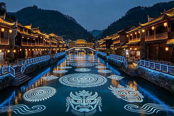 夜客流不足？凤凰古城灯光亮化结合苗俗文化激活夜间人气