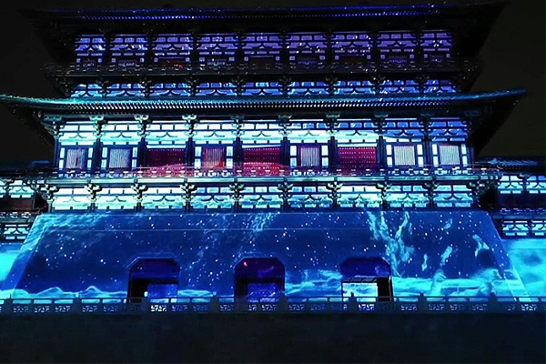 景区古建筑光影秀