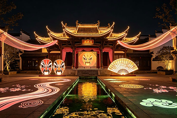 结合传统戏曲文化，景区灯光亮化破解夜间游客稀少难题