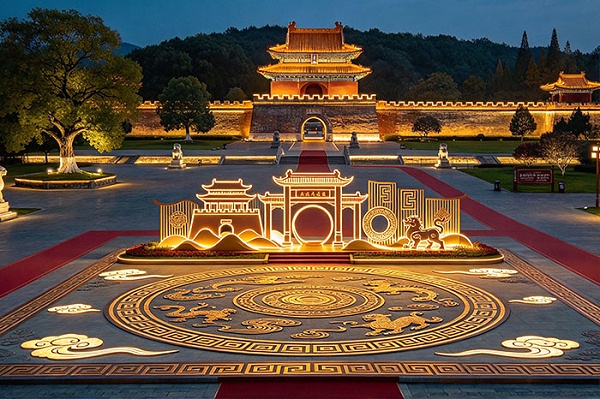 湖北明显陵夜间无看点，景区灯光亮化结合明陵礼制激活古陵夜游